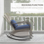 Outdoor Wicker Adirondack Rocking Chair with High Back & Seat Cushion