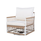 Caspian 3-Piece Outdoor Handwoven Rope Conversation Set with Swivel Chairs