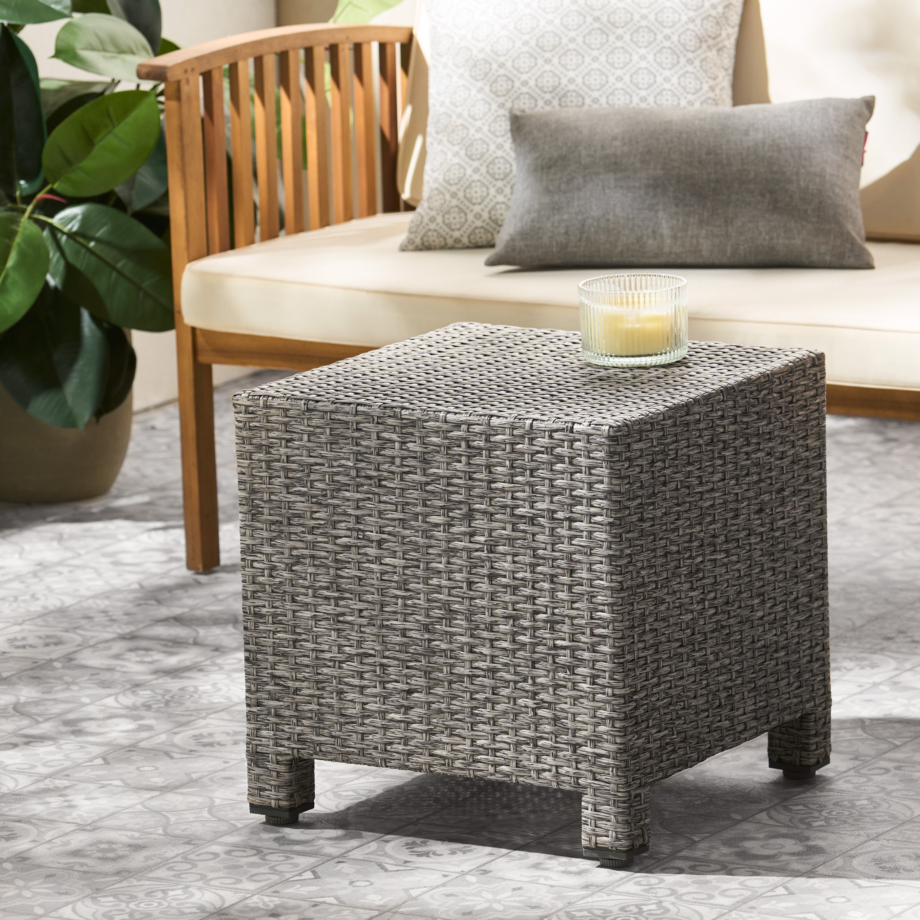 Puerta Rattan Cube Side Table