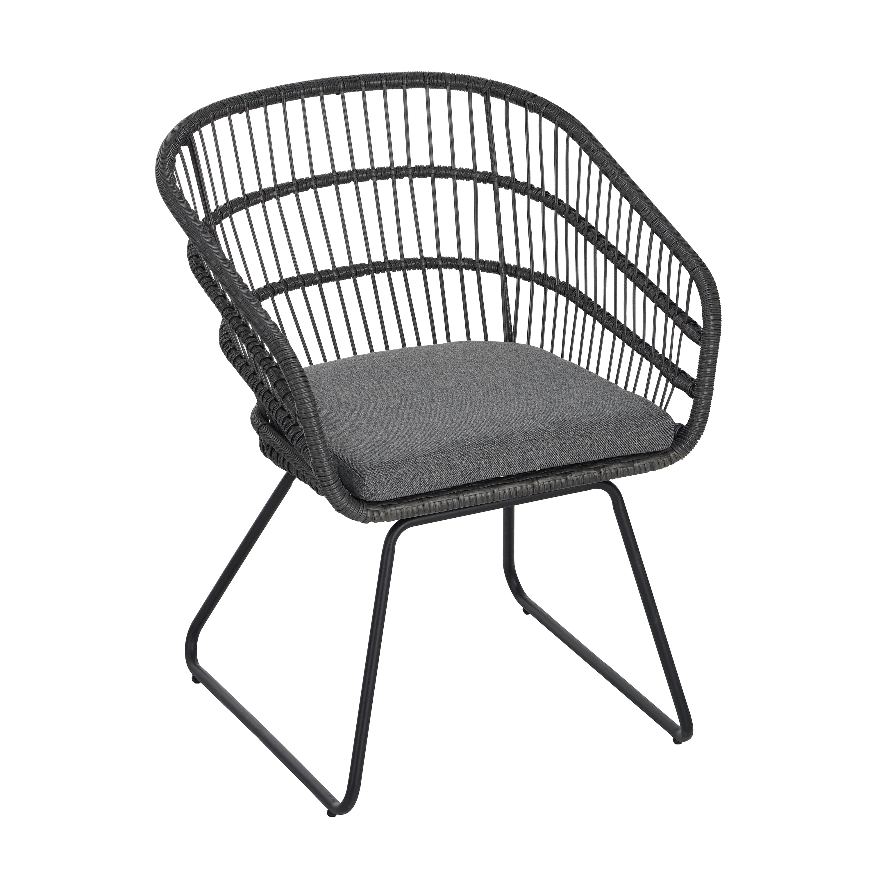 Outdoor Chair with Sled Legs and Curved Frame, Set of 2