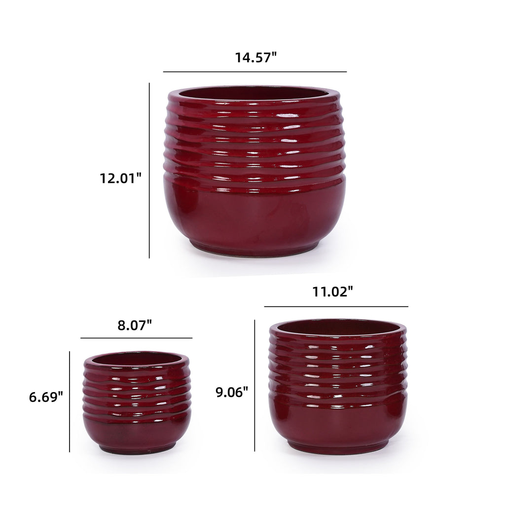 Calan Handmade Glazed Ceramic Planter, Set of 3