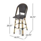 Callisto 29.5" Outdoor Rattan and Aluminum Bar Stool with Curved Back and Footrest