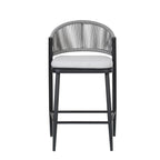Outdoor Metal Frame Stools with Scallop-Shaped Backrest & Water-Resistant Cushions, Set of 2