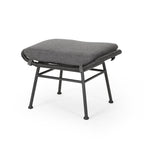 Cordella Outdoor Modern Boho Wicker Ottoman with Cushions, Set of 2