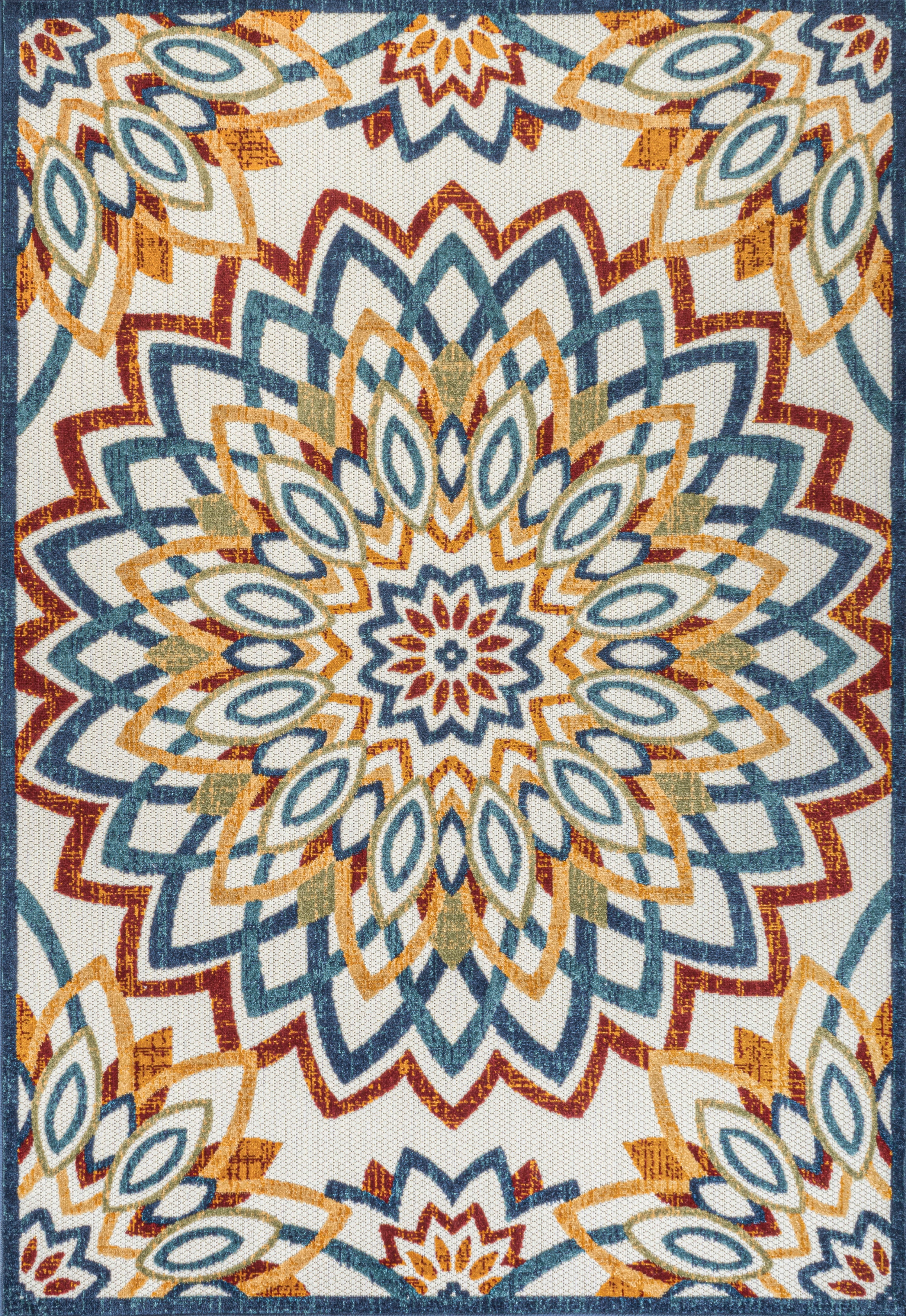 Flora Abstract Bold Mandala High-Low Indoor/Outdoor Area Rug