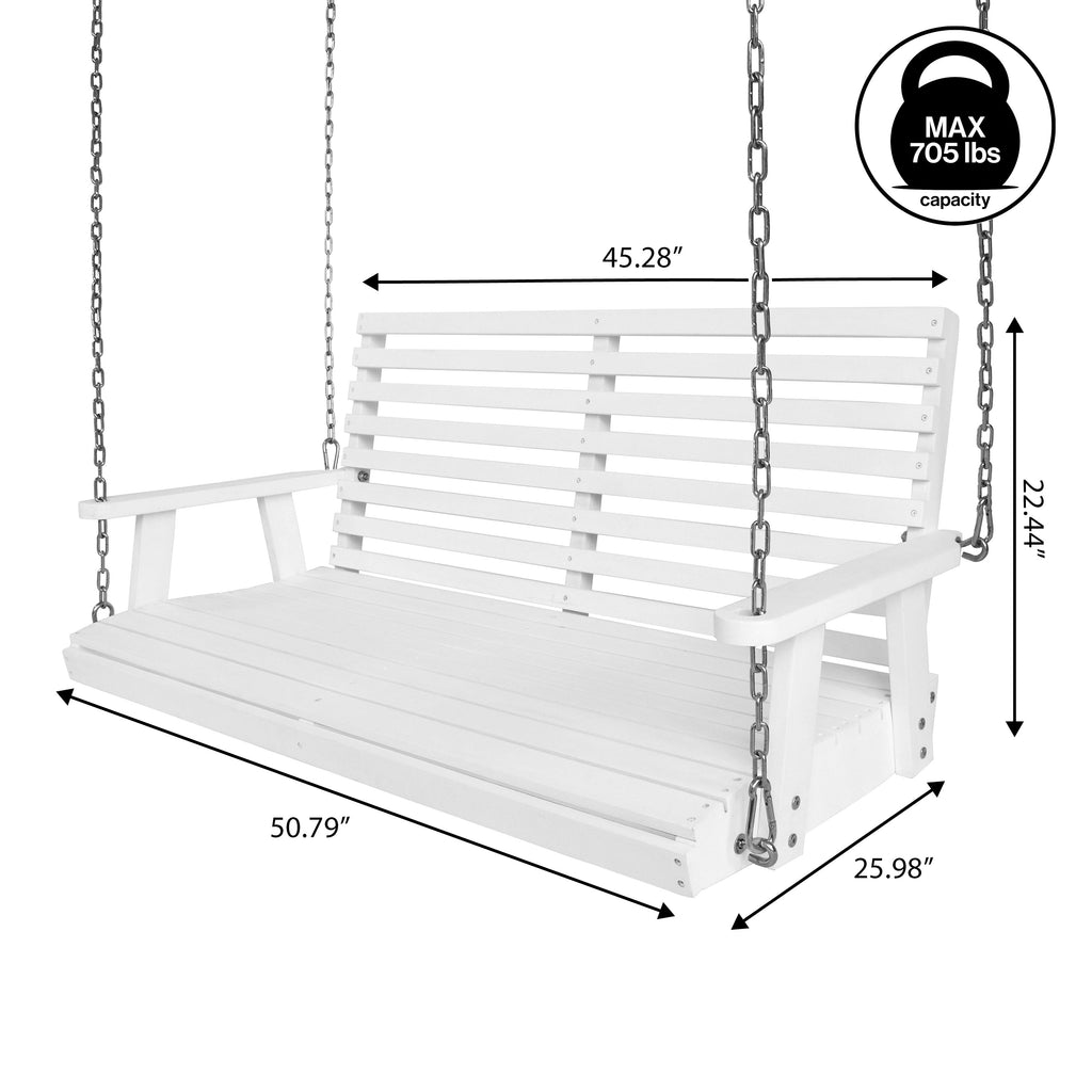 Natura Coastal Farmhouse 2-Seat Slate-Back Acacia Wood Outdoor Porch Swing