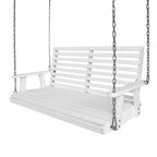 Natura Coastal Farmhouse 2-Seat Slate-Back Acacia Wood Outdoor Porch Swing