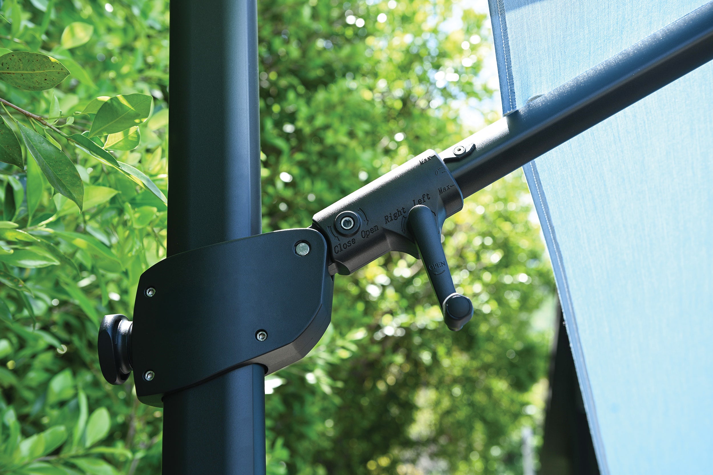 10' Square Cantilever Black Frame Charcoal Canopy Umbrella