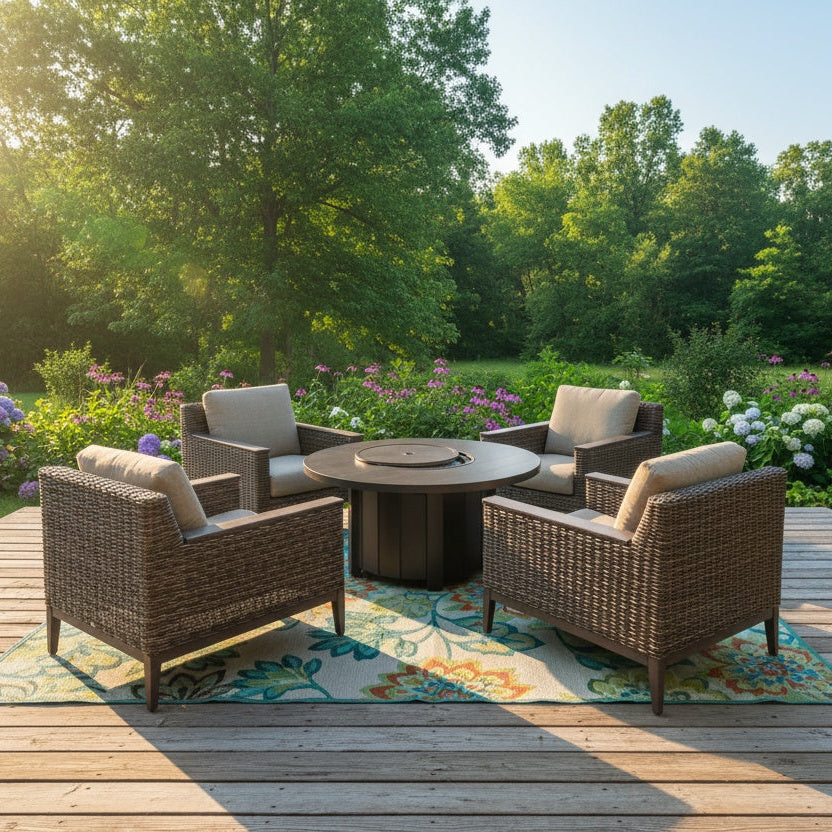 Remy Wicker Cushioned Seating and Chat Set