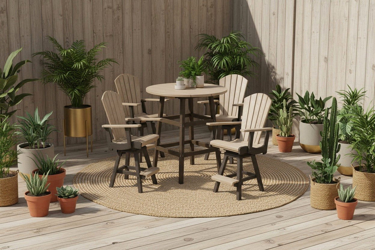 Beige & Chocolate Counter Height Resin Furniture by C.R. Plastic