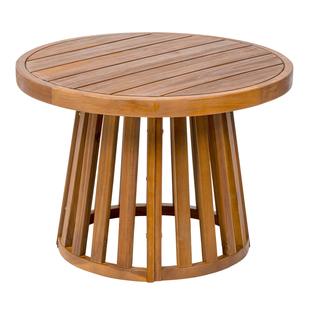 Solanya 27.5" Modern Coastal Acacia Wood Outdoor Pedestal Base Round Coffee Table
