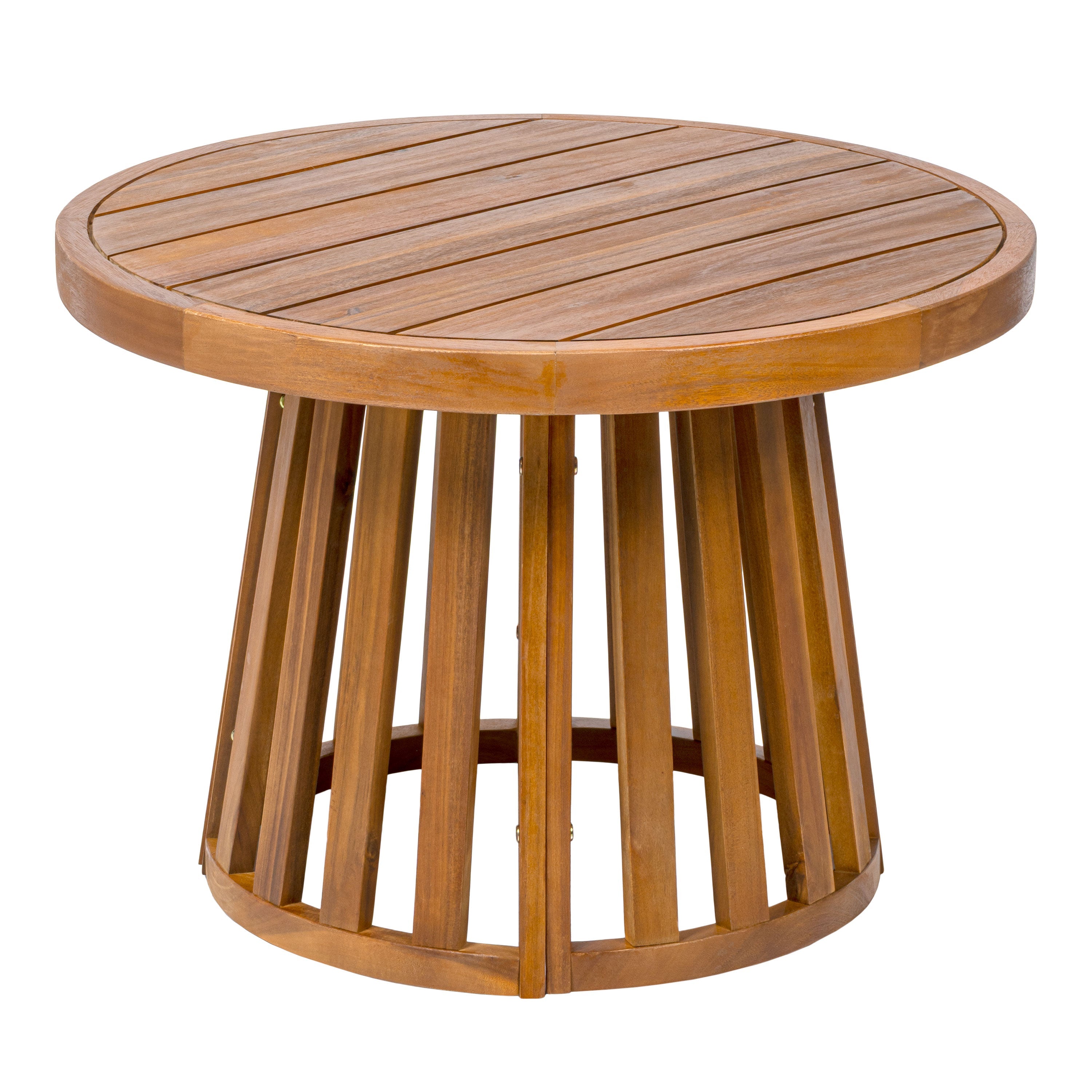 Solanya 27.5" Modern Coastal Acacia Wood Outdoor Pedestal Base Round Coffee Table