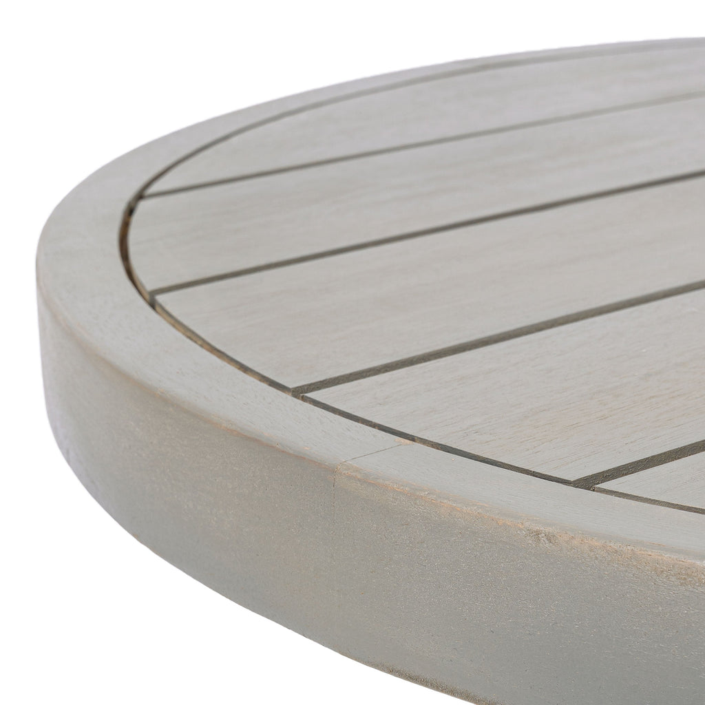 Solanya 27.5" Modern Coastal Acacia Wood Outdoor Pedestal Base Round Coffee Table