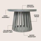 Solanya 27.5" Modern Coastal Acacia Wood Outdoor Pedestal Base Round Coffee Table