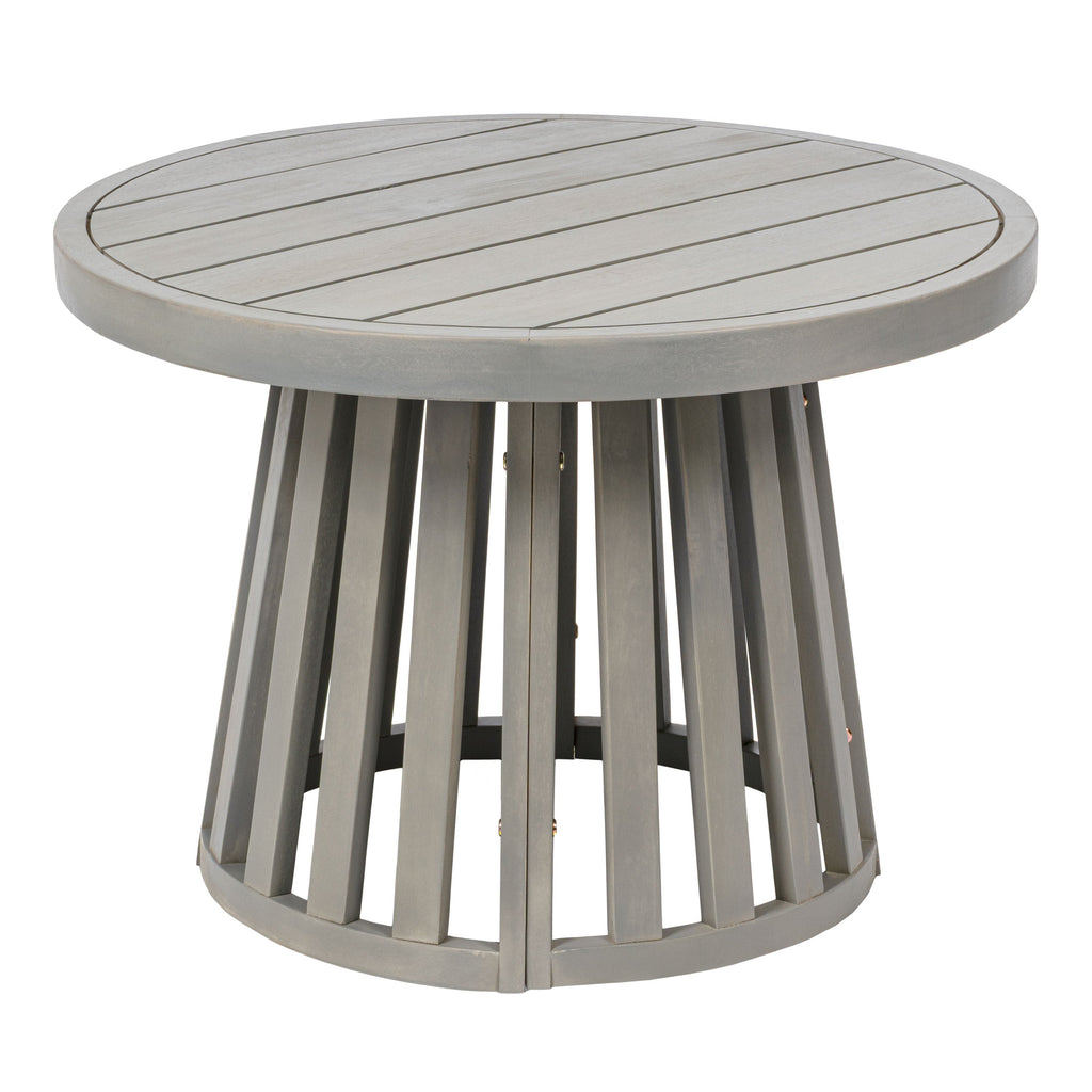Solanya 27.5" Modern Coastal Acacia Wood Outdoor Pedestal Base Round Coffee Table