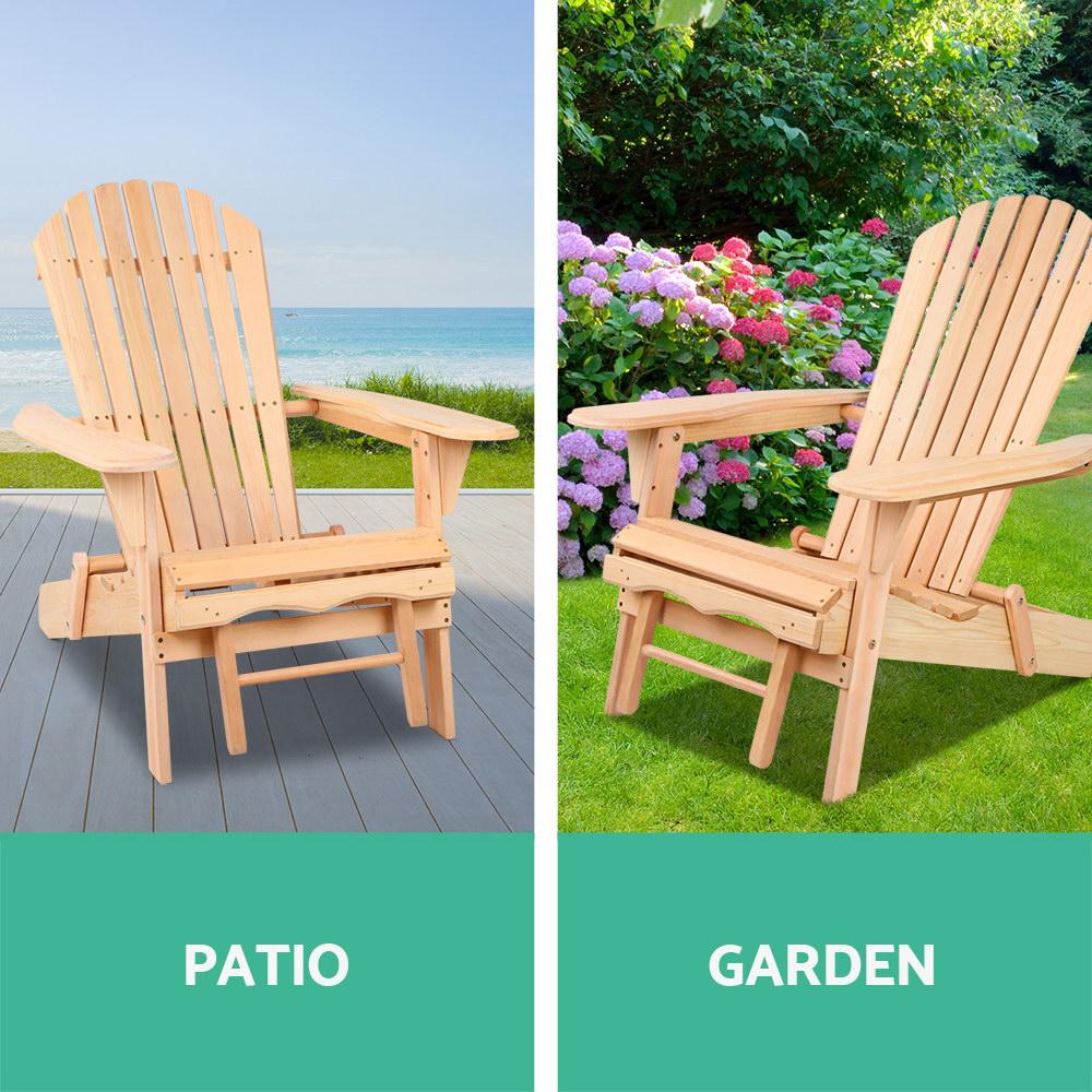 Gardeon Adirondack Outdoor Chairs Wooden Sun Lounge Patio Furniture