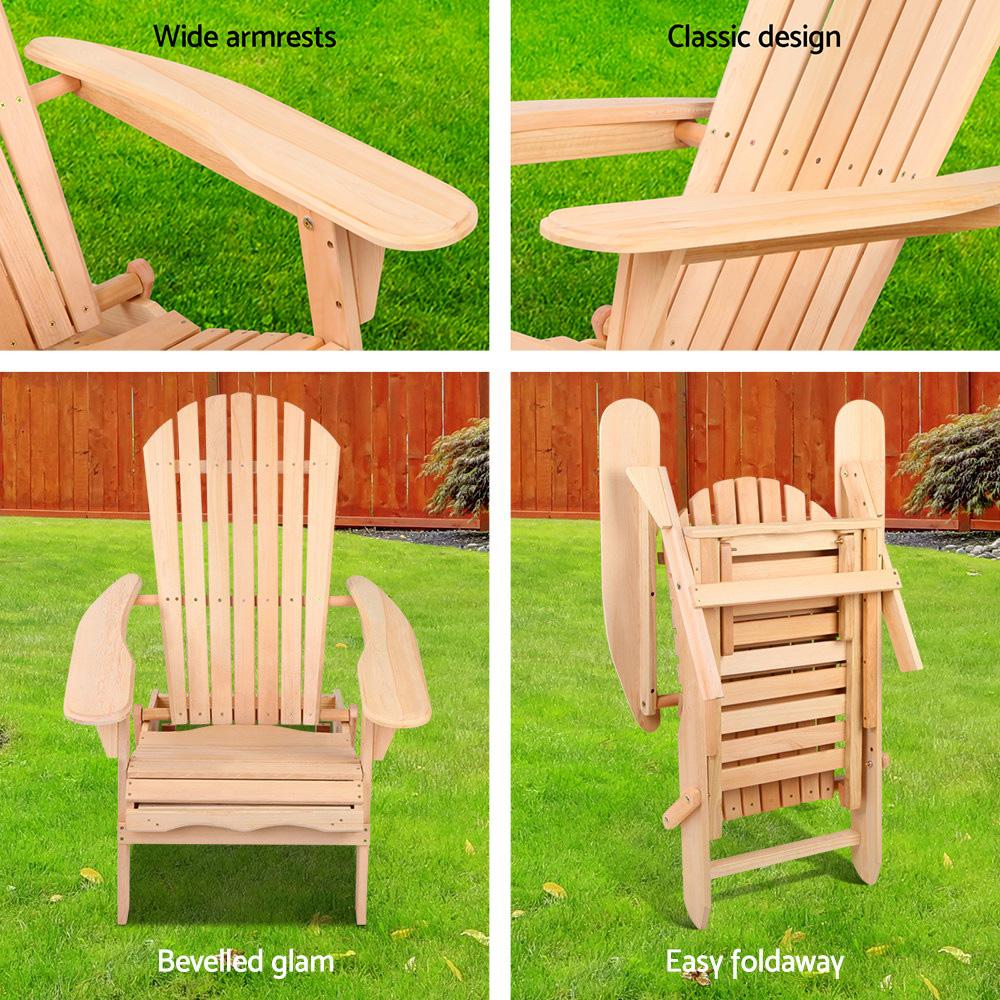 Gardeon Adirondack Outdoor Chairs Wooden Sun Lounge Patio Furniture