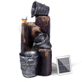 Gardeon Solar Water Feature Cascading Fountain 3-Tier Bucket LED light