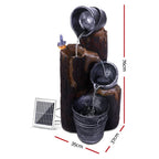 Gardeon Solar Water Feature Cascading Fountain 3-Tier Bucket LED light