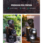 Gardeon Solar Water Feature Cascading Fountain 3-Tier Bucket LED light