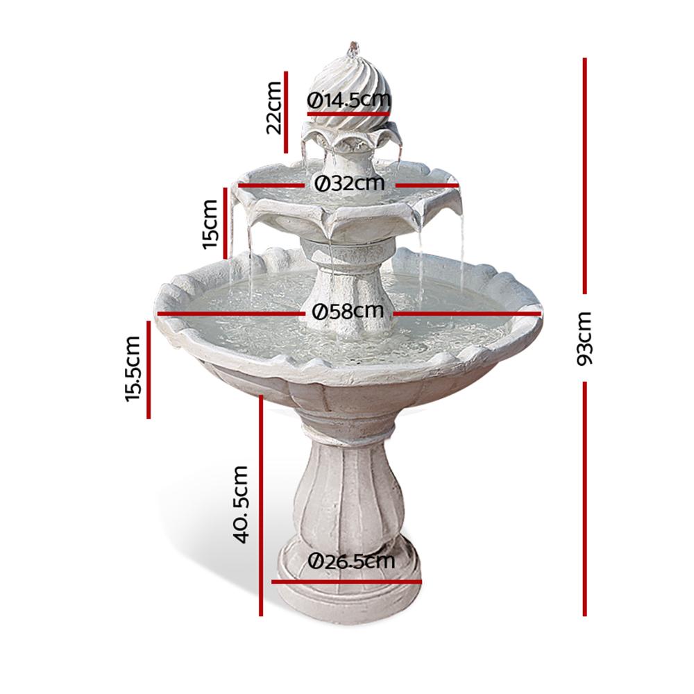 Gardeon Solar Water Feature 3-Tier Fountain with Pump Kit Bird Bath