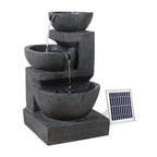 Gardeon Solar Water Feature Cascading Fountain 3-Tier Bowl LED Lights
