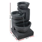 Gardeon Solar Water Feature Cascading Fountain 3-Tier Bowl LED Lights
