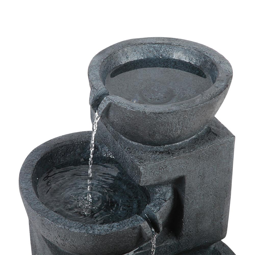 Gardeon Solar Water Feature Cascading Fountain 3-Tier Bowl LED Lights