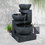 Gardeon Solar Water Feature Cascading Fountain 3-Tier Bowl LED Lights