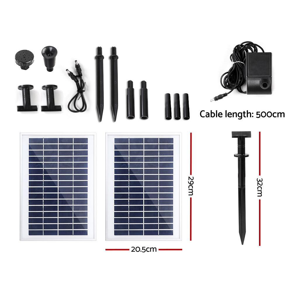Gardeon Solar Pond Pump Submersible Water Fountain Kit with 2 Panels
