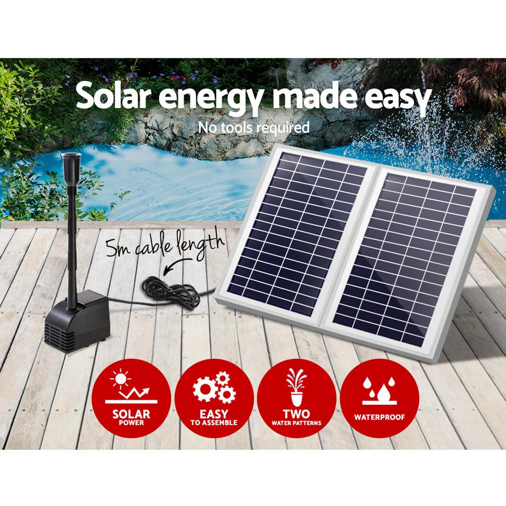Gardeon Solar Pond Pump Submersible Water Fountain Kit with 2 Panels