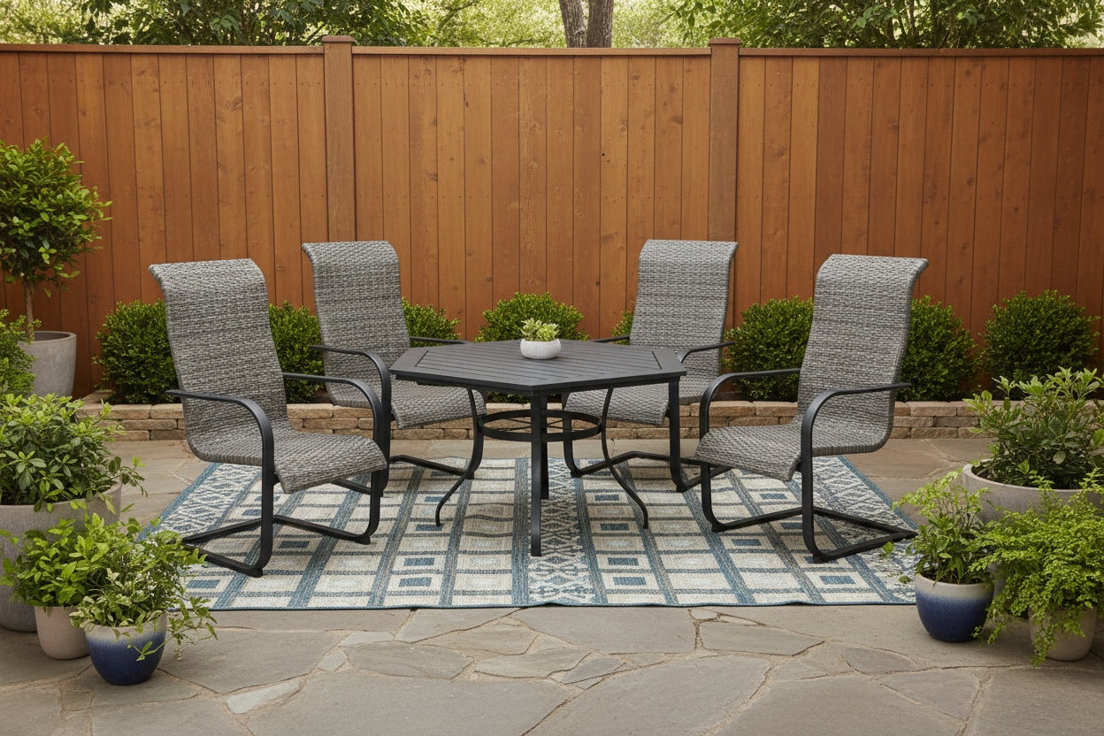 Dublin Black Woven Sling Spring Patio Dining Sets