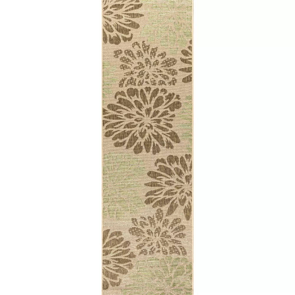 Zinnia Modern Floral Textured Weave Indoor/Outdoor Runner Rug