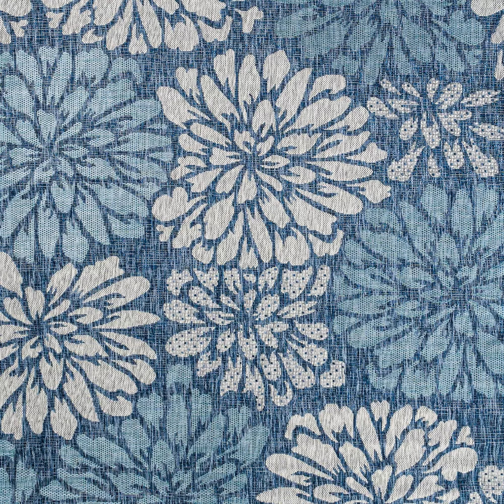 Zinnia Modern Floral Textured Weave Indoor/Outdoor Runner Rug