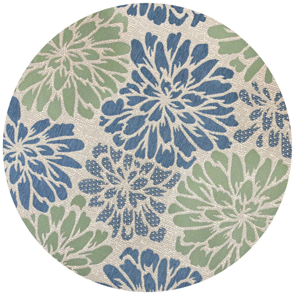 Zinnia Modern Floral Textured Weave Indoor/Outdoor Runner Rug