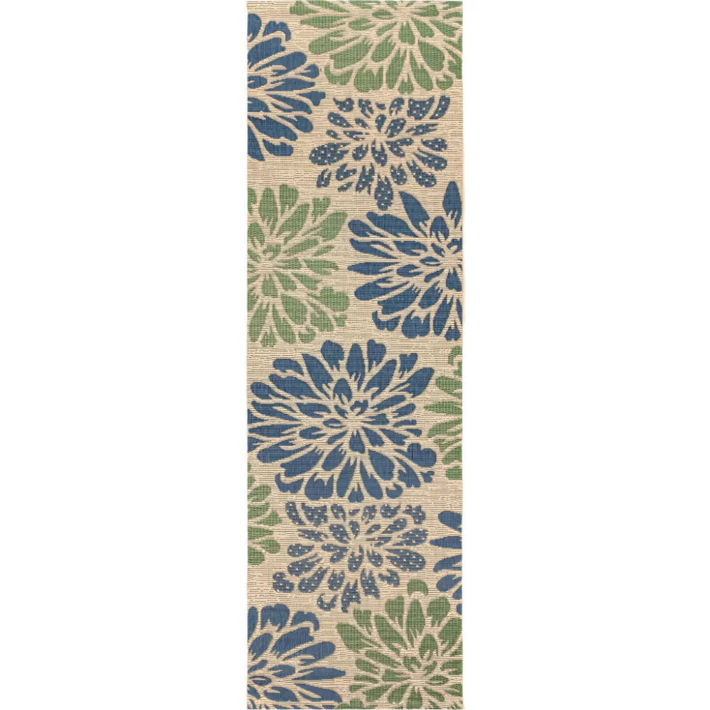 Zinnia Modern Floral Textured Weave Indoor/Outdoor Runner Rug