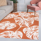 Tobago High-Low Two-Tone Monstera Leaf Indoor/Outdoor Area Rug