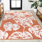 Tobago High-Low Two-Tone Monstera Leaf Indoor/Outdoor Area Rug