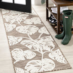 Tobago High-Low Two-Tone Monstera Leaf Indoor/Outdoor Area Rug