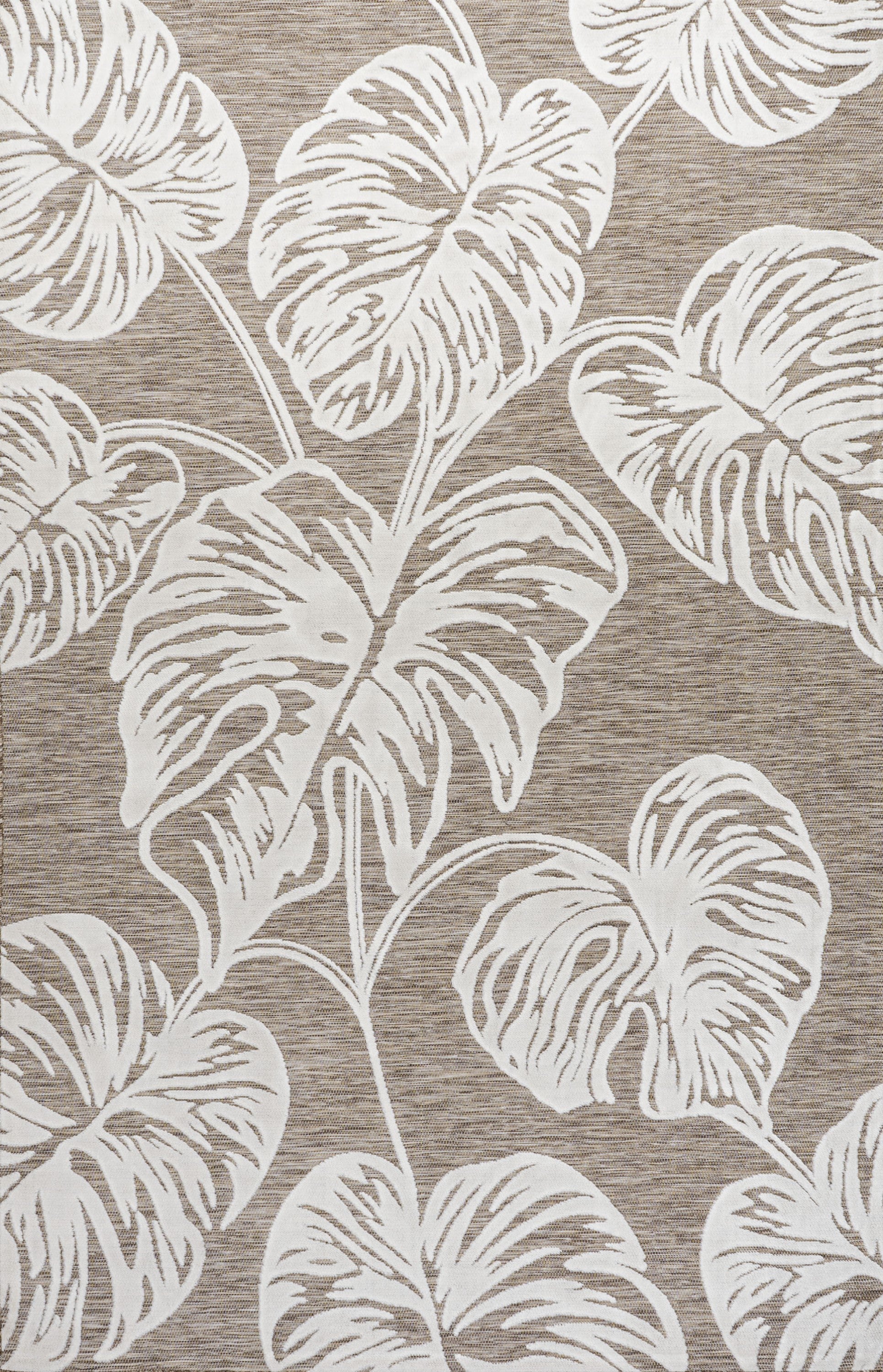Tobago High-Low Two-Tone Monstera Leaf Indoor/Outdoor Area Rug