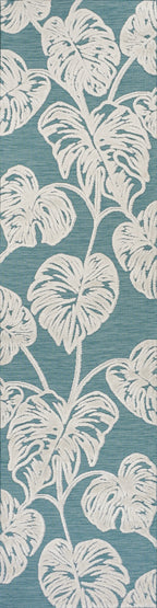 Tobago High-Low Two-Tone Monstera Leaf Indoor/Outdoor Area Rug
