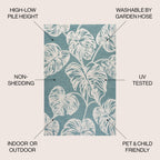 Tobago High-Low Two-Tone Monstera Leaf Indoor/Outdoor Area Rug
