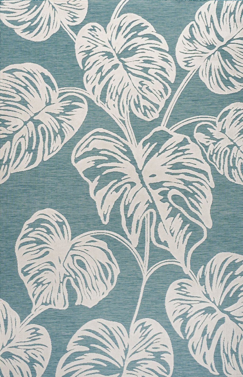 Tobago High-Low Two-Tone Monstera Leaf Indoor/Outdoor Area Rug