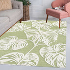Tobago High-Low Two-Tone Monstera Leaf Indoor/Outdoor Area Rug