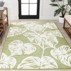 Tobago High-Low Two-Tone Monstera Leaf Indoor/Outdoor Area Rug