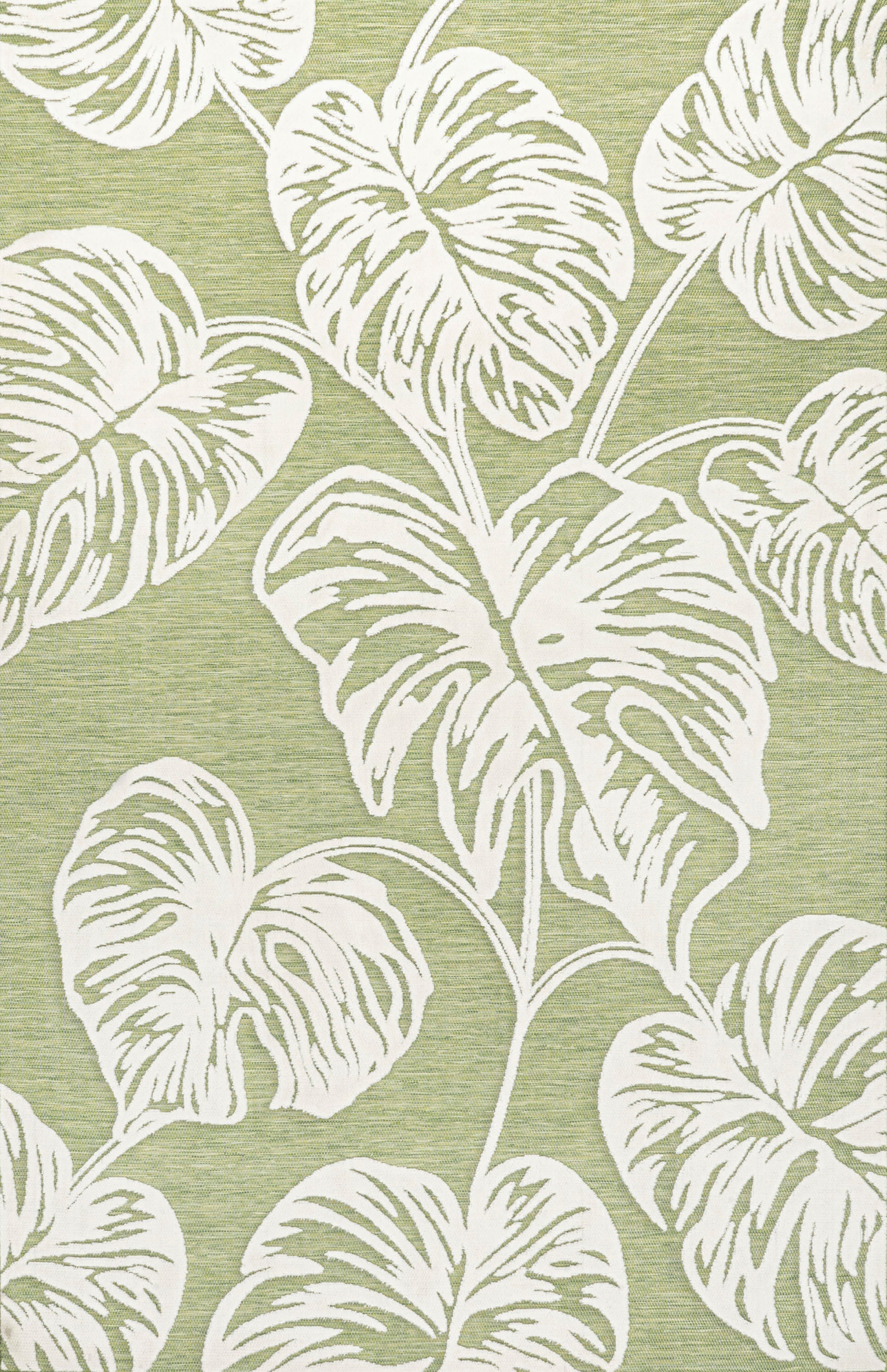 Tobago High-Low Two-Tone Monstera Leaf Indoor/Outdoor Area Rug