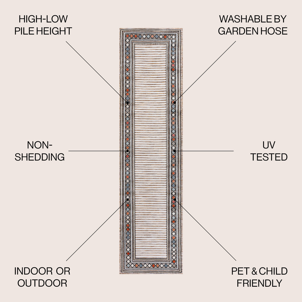 Sebastian High-Low Modern Diamond Border Indoor/Outdoor Area Rug