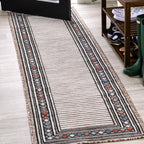 Sebastian High-Low Modern Diamond Border Indoor/Outdoor Area Rug