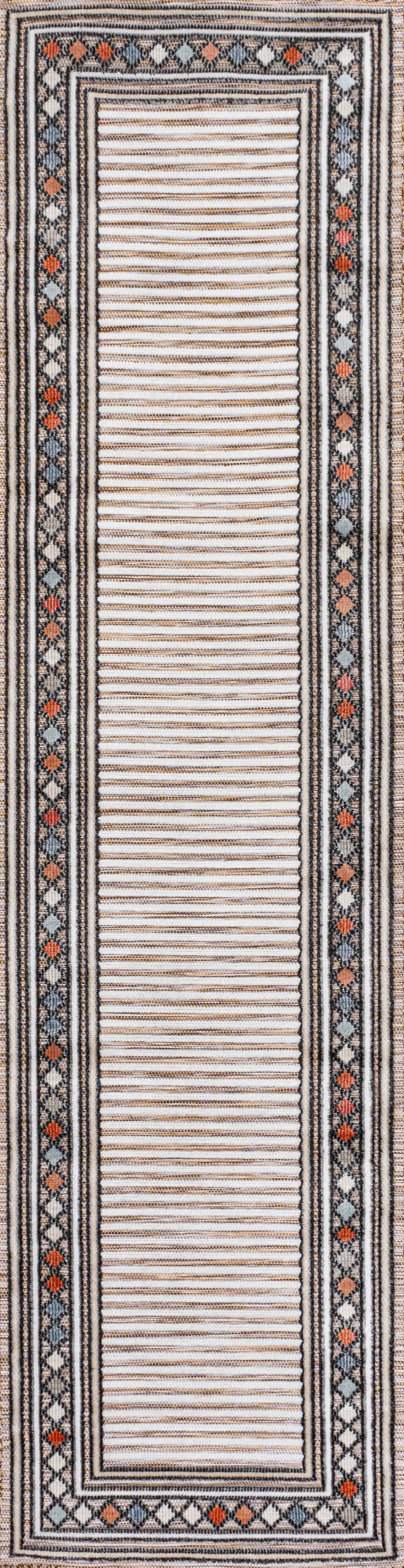 Sebastian High-Low Modern Diamond Border Indoor/Outdoor Area Rug