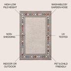 Sebastian High-Low Modern Diamond Border Indoor/Outdoor Area Rug